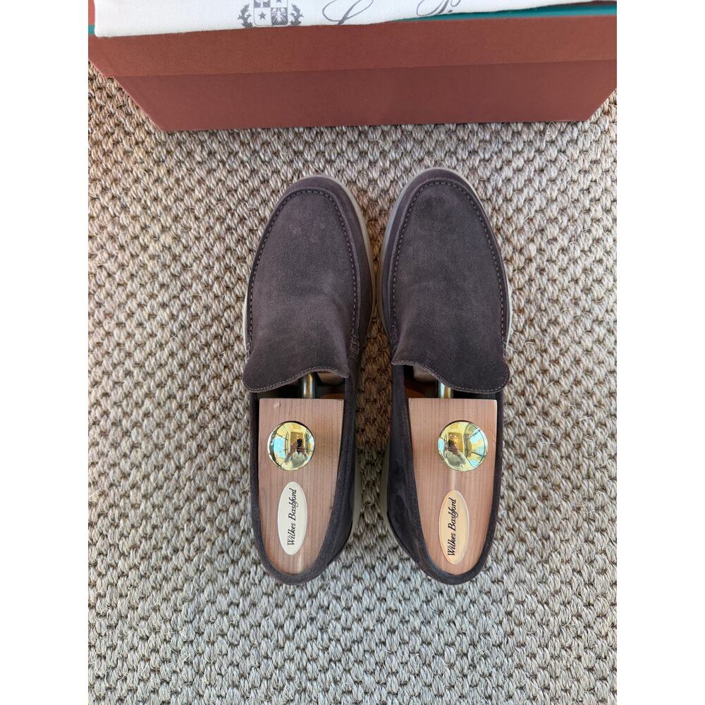 LOWEST $ ONLINE Men’s Loro Piana Brown Suede Summer walk Loafers Size 41 - Picture 4 of 13